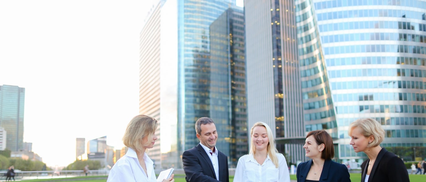 group of local government workers talking