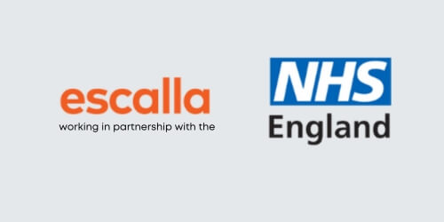 escalla in partnership with NHS Englanf logo