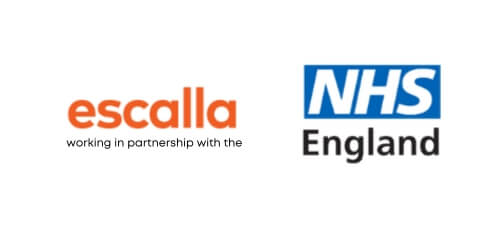 escalla in partnership with NHS Englanf logo